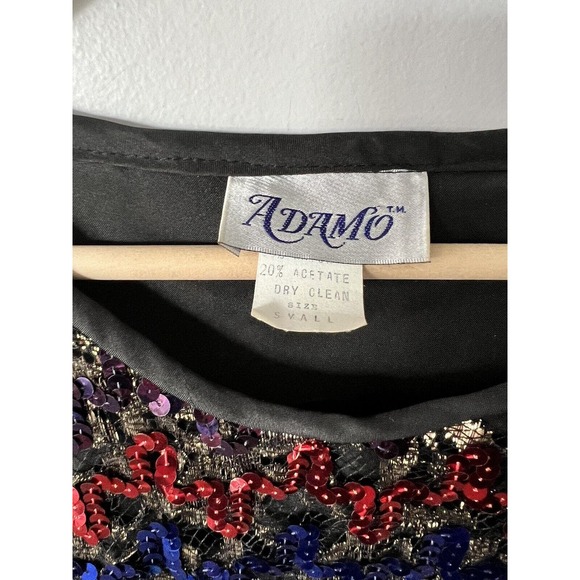 Vintage 80s Adamo Disco Rainbow Sequin Top Small - Picture 5 of 6